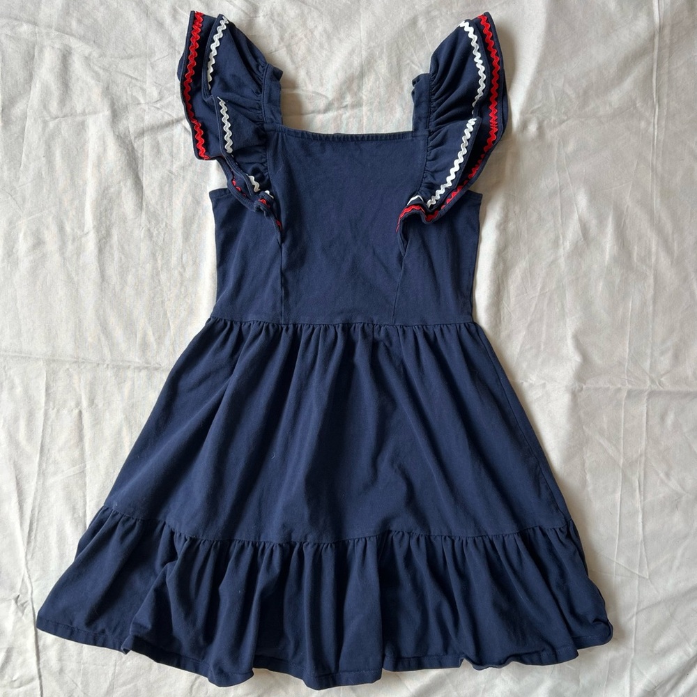 Janie and Jack Navy Dress with Red & White Trim